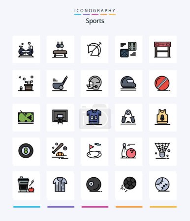 Ilustración de Creative Sports 25 Line FIlled icon pack  Such As game. dice. rings. sport. target - Imagen libre de derechos