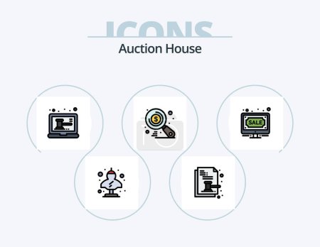 Illustration for Auction Line Filled Icon Pack 5 Icon Design. calculator. app. history. add. home - Royalty Free Image