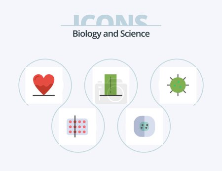 Illustration for Biology Flat Icon Pack 5 Icon Design. electronics. biology meter. chemistry. medicine. cardiogram - Royalty Free Image