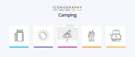 Téléchargez les illustrations : Camping Line 5 Icon Pack Including camping. hiking. jungle. sun. nature. Creative Icons Design - en licence libre de droit