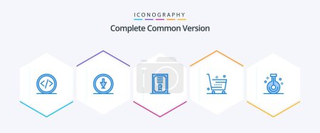 Ilustración de Complete Common Version 25 Blue icon pack including shopping. online. navigation. ecommerce. diploma - Imagen libre de derechos