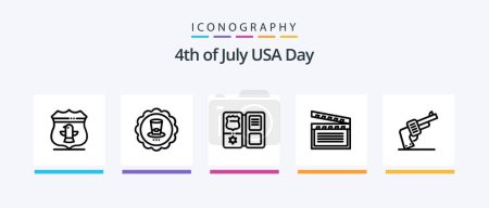 Illustration for Usa Line 5 Icon Pack Including imerican. television. drink. star. director. Creative Icons Design - Royalty Free Image