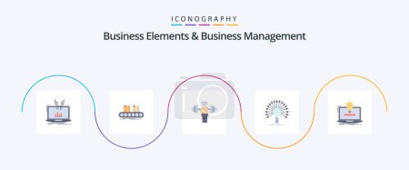 Ilustración de Business Elements And Business Managment Flat 5 Icon Pack Including informational. data. factory. sport. lifting - Imagen libre de derechos