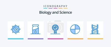 Téléchargez les illustrations : Biology Blue 5 Icon Pack Including genetic. code. lab report. chain. tablet. Creative Icons Design - en licence libre de droit