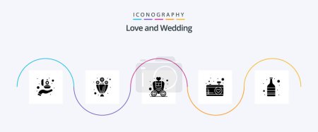 Ilustración de Wedding Glyph 5 Icon Pack Including alcohol. photo. present. camera. transport - Imagen libre de derechos