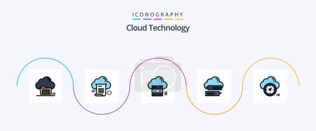Illustration for Cloud Technology Line Filled Flat 5 Icon Pack Including online. chat. cloud. share. data - Royalty Free Image