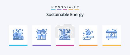 Ilustración de Sustainable Energy Blue 5 Icon Pack Including energy. spring. power. droop. solar. Creative Icons Design - Imagen libre de derechos