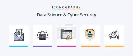 Ilustración de Data Science And Cyber Security Line Filled 5 Icon Pack Including threat. malware. privacy. email. bug. Creative Icons Design - Imagen libre de derechos