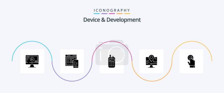 Ilustración de Device And Development Glyph 5 Icon Pack Including touchscreen. education. phone. location. computer - Imagen libre de derechos