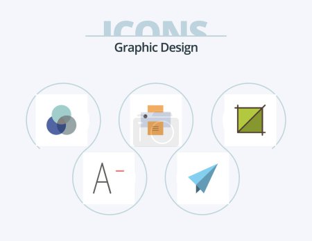 Illustration for Design Flat Icon Pack 5 Icon Design. . printer. . design - Royalty Free Image