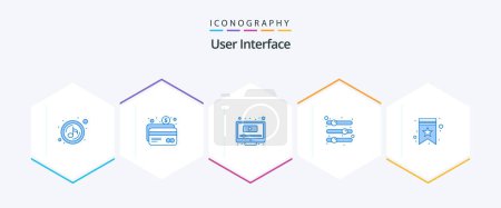 Illustration for User Interface 25 Blue icon pack including . preference. computer. options. configuration - Royalty Free Image