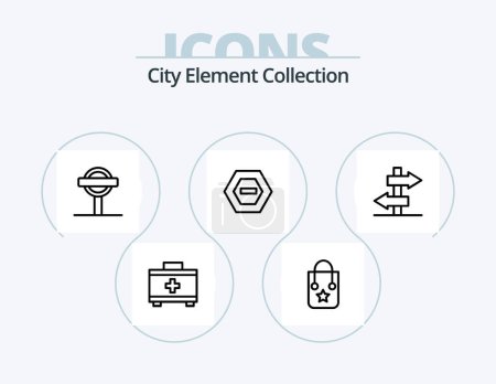 Illustration for City Element Collection Line Icon Pack 5 Icon Design. bike. travel. fire. sign. parking - Royalty Free Image