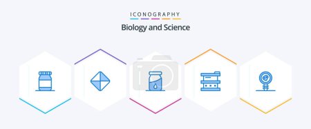 Illustration for Biology 25 Blue icon pack including . lab report. biochemistry. biology theorem. laboratory - Royalty Free Image