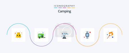 Illustration for Camping Flat 5 Icon Pack Including flame. hand watch. lamp. watch. digital - Royalty Free Image