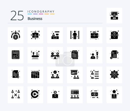 Téléchargez les illustrations : Business 25 Solid Glyph icon pack including case. business. consulting. task. complication - en licence libre de droit