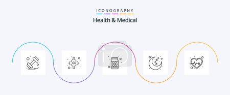 Illustration for Health And Medical Line 5 Icon Pack Including rest time. night. patient. moon. health - Royalty Free Image