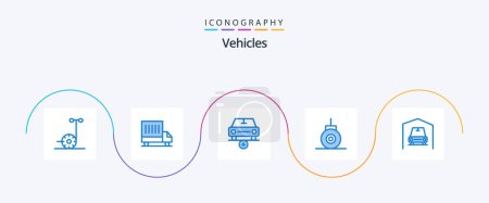 Illustration for Vehicles Blue 5 Icon Pack Including . van. more. garage. bathyscaphe - Royalty Free Image
