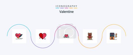 Illustration for Valentine Line Filled Flat 5 Icon Pack Including heart. wedding. heartbeat. loving. hearts - Royalty Free Image