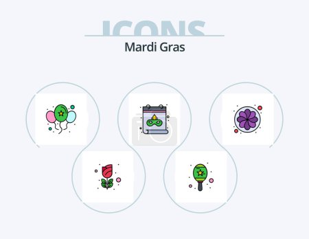 Illustration for Mardi Gras Line Filled Icon Pack 5 Icon Design. pie. mardi gras. mardi. pattern. decoration - Royalty Free Image