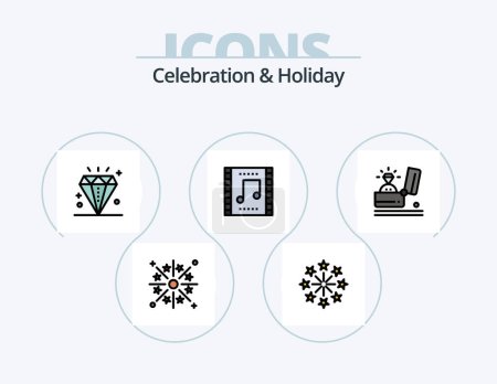 Illustration for Celebration and Holiday Line Filled Icon Pack 5 Icon Design. hat. celebration. ornaments. wedding. holiday - Royalty Free Image