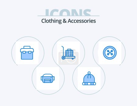 Illustration for Clothing and Accessories Blue Icon Pack 5 Icon Design. . . toolbox. sew. clothing - Royalty Free Image