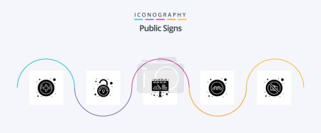 Téléchargez les illustrations : Public Signs Glyph 5 Icon Pack Including photography. image. advertising. camera. signs - en licence libre de droit