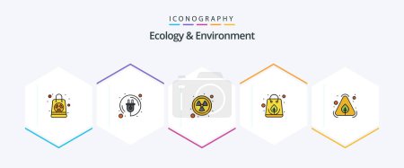 Illustration for Ecology And Environment 25 FilledLine icon pack including garbage. nuclear. recycle bag. organic - Royalty Free Image
