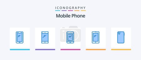 Illustration for Mobile Phone Blue 5 Icon Pack Including . android.. Creative Icons Design - Royalty Free Image
