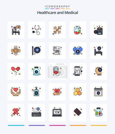 Illustration for Creative Medical 25 Line FIlled icon pack  Such As aid. smoking. cross. no. laboratory - Royalty Free Image