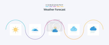 Illustration for Weather Flat 5 Icon Pack Including . weather. day. rain. weather - Royalty Free Image