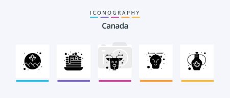 Téléchargez les illustrations : Canada Glyph 5 Icon Pack Including vase. canada. animal. arctic. alpine. Creative Icons Design - en licence libre de droit