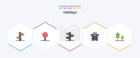 Ilustración de Holidays 25 Flat icon pack including holiday. present. christmas. love. winter - Imagen libre de derechos