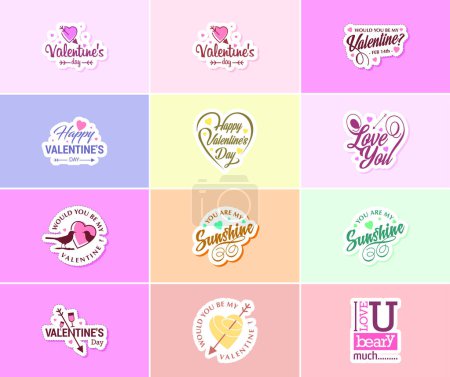 Illustration for Valentine's Day Graphics Stickers to Show Your Love and Care - Royalty Free Image