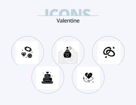 Illustration for Valentine Glyph Icon Pack 5 Icon Design. love. love. sewing heart. day. valentine - Royalty Free Image