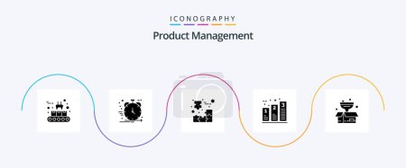 Téléchargez les illustrations : Product Management Glyph 5 Icon Pack Including processing. chart. management. bar. jigsaw puzzle - en licence libre de droit