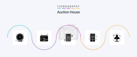 Illustration for Auction Glyph 5 Icon Pack Including property. auction. balance. online sale. calculator - Royalty Free Image