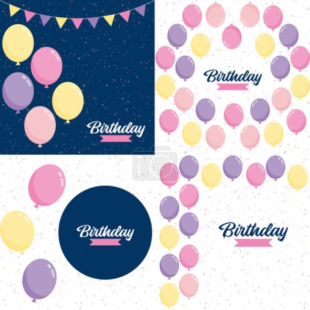 Illustration for Happy Birthday in a bold. geometric font with a pattern of birthday candles in the background - Royalty Free Image