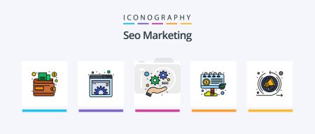 Téléchargez les illustrations : Seo Marketing Line Filled 5 Icon Pack Including stop. management. billboard. seo. marketing. Creative Icons Design - en licence libre de droit
