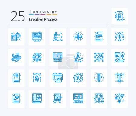 Illustration for Creative Process 25 Blue Color icon pack including process. tool. design. ruler. creative - Royalty Free Image