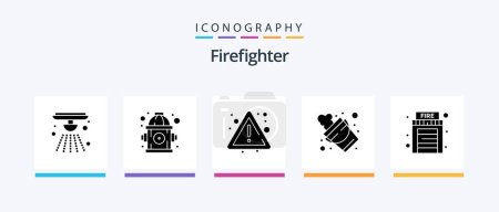 Illustration for Firefighter Glyph 5 Icon Pack Including house. fire. fire. tool. fire. Creative Icons Design - Royalty Free Image