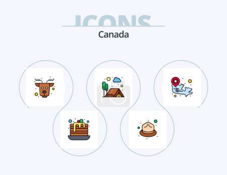 Téléchargez les illustrations : Canada Line Filled Icon Pack 5 Icon Design. country. sign. adventure. leaf. canada - en licence libre de droit
