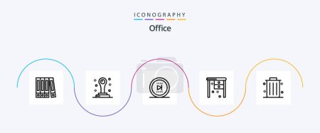 Illustration for Office Line 5 Icon Pack Including . office. onward. dustbin. working desk - Royalty Free Image