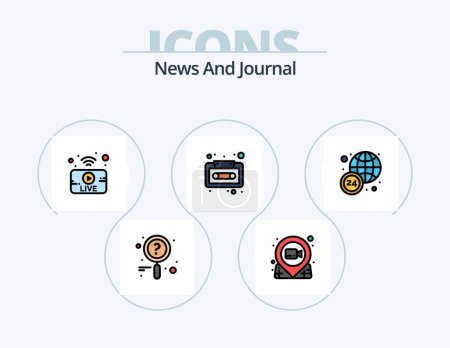 Illustration for News Line Filled Icon Pack 5 Icon Design. news. info. news. about. state - Royalty Free Image