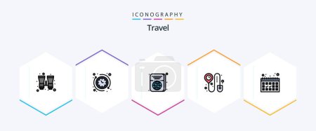 Illustration for Travel 25 FilledLine icon pack including vacation. calendar. passport. online. booking - Royalty Free Image
