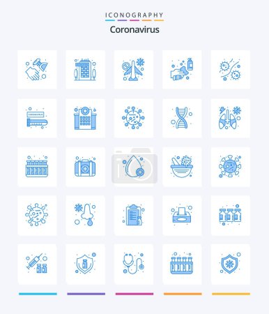 Illustration for Creative Coronavirus 25 Blue icon pack  Such As wash. hands. infrared. clean. airplane - Royalty Free Image