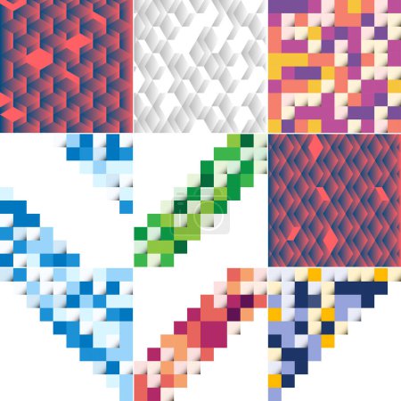 Téléchargez les illustrations : Vector background with an illustration of an abstract texture featuring squares suitable for use as a pattern design for banners. posters. flyers. cards. postcards. covers. brochures; pack of 9 available - en licence libre de droit