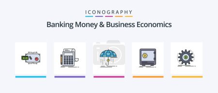 Illustration for Banking Money And Business Economics Line Filled 5 Icon Pack Including flow. circulation. open. plan. marketing. Creative Icons Design - Royalty Free Image