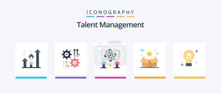 Téléchargez les illustrations : Talent Management Flat 5 Icon Pack Including star. box. wheel. atom. star. Creative Icons Design - en licence libre de droit