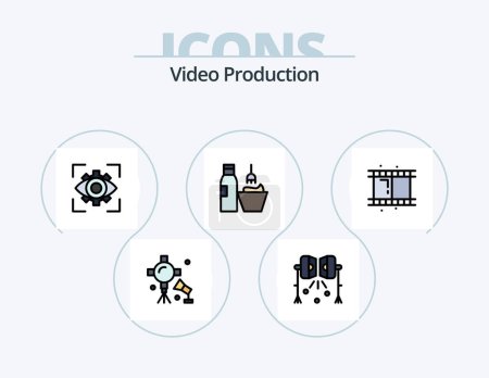 Ilustración de Video Production Line Filled Icon Pack 5 Icon Design. imagination. eyesight. speaker. production. film - Imagen libre de derechos