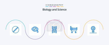 Illustration for Biology Blue 5 Icon Pack Including biology. medical. biology. hospital. school - Royalty Free Image
